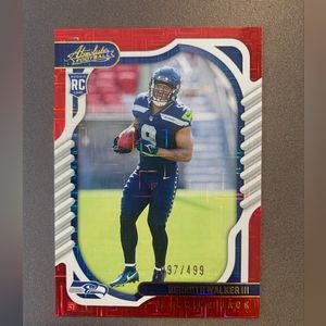 2022 Absolute Kenneth Walker III Red Squares Rookie RC #094/499 Seahawks